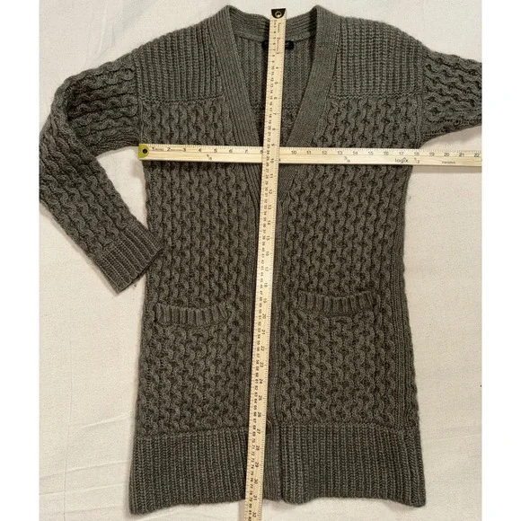 BANANA REPUBLIC Olive Cable Women's S Wool Alpaca Italian Cardigan‎ Sweater Knit - Picture 7 of 7